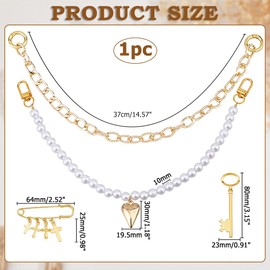 Hobbspring 1 x Golden Bag Pendant Purse Chains Metal Double Layer Bags Decorative Chains Aluminium Beads Heart Shape Pendant Accessories for Women Handbag Purse Keyring