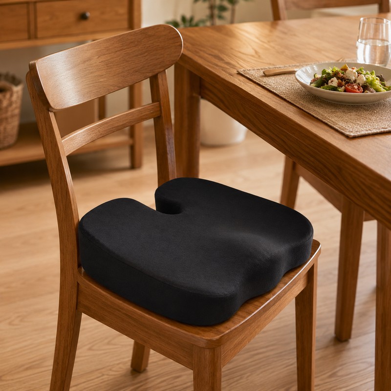 U-Shaped Memory Foam Seat Cushion – Non-Slip Coccyx & Hip