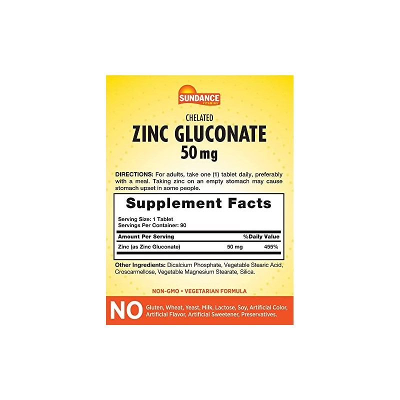Sundance Zinc Supplement 50mg | 90 Tablets | Chelated Essential