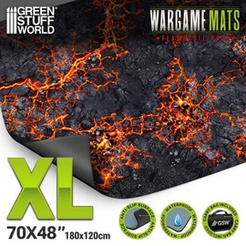 Green Stuff World Wargame Mat, Flamecoil Path, Neoprene Battle Surface, Anti-Slip Backing, 48x70 Inch, with Carrying Bag - 6342