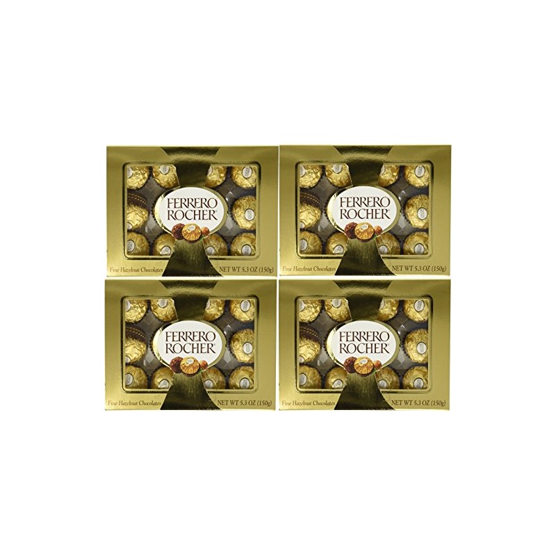 Ferrero Rocher Fine Hazelnut Chocolate 5.3oz (Pack of 4) -