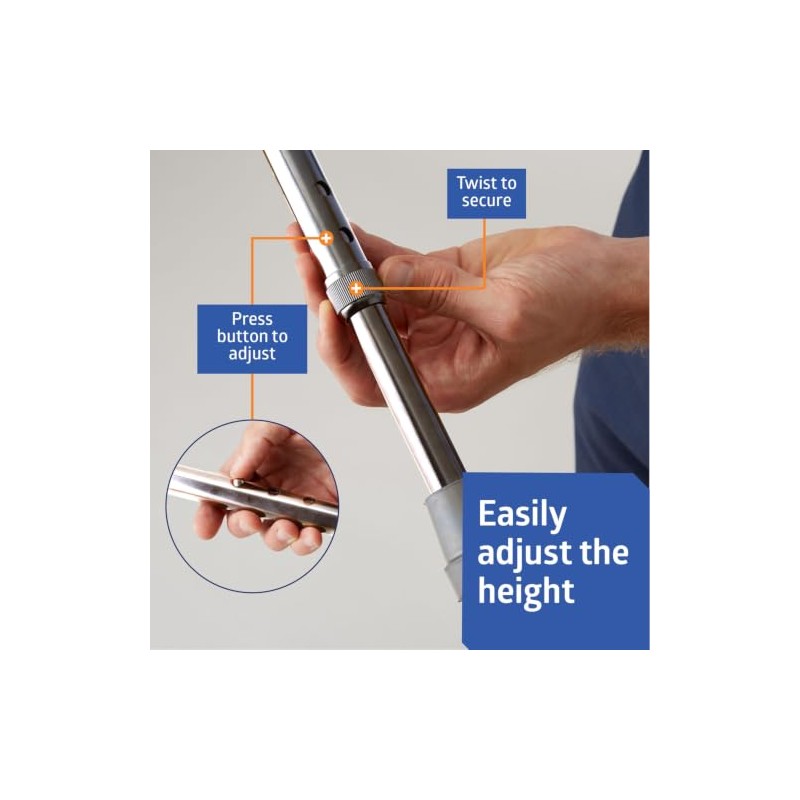 Medline Aluminum-Chrome Offset Walking Cane, Adjusts 29–38” & Supports Up
