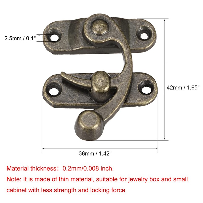 uxcell Antique Vintage Lock Clasp Right Latch Hook Hasp 42mm