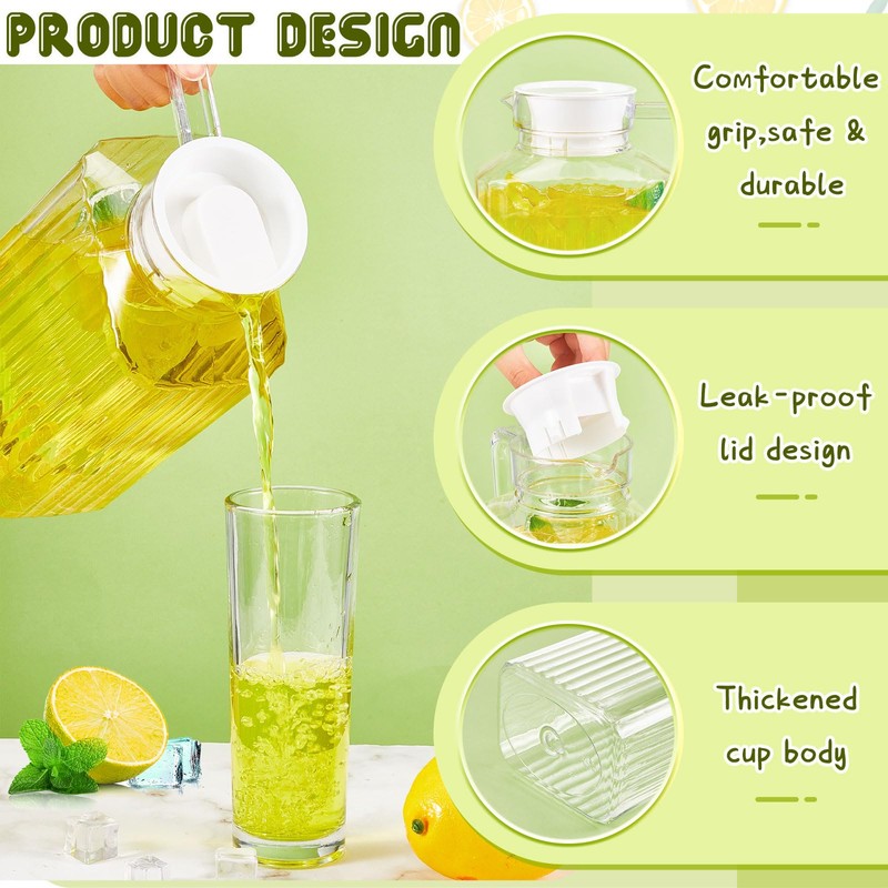 Panitay 1 Pcs 68 Ounces Plastic Pitcher with Lid Clear