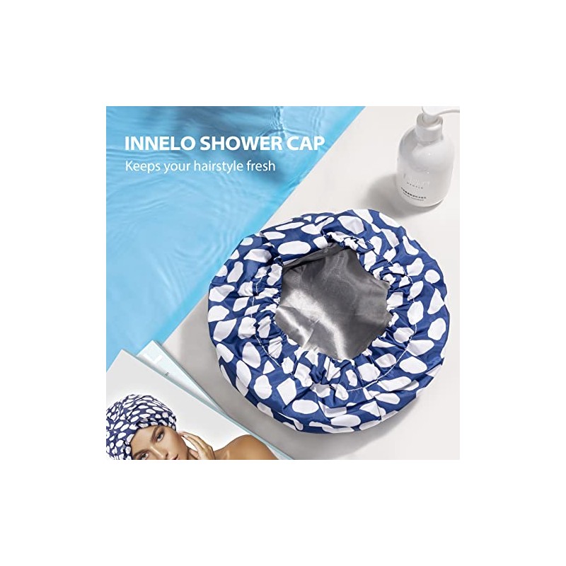 INNELO - Gorro de ducha de lujo, reutilizables, impermeables, para
