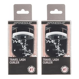 JAPONESQUE Go Curl - Rizador de pestañas de viaje, 2 unidades, perfecto para uso sobre la marcha, con almohadilla de pestañas extra suave y suave, color negro