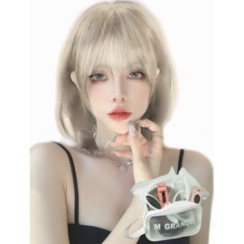 MGRANDE wig premium line 【 active top stylist produce 】 6 items set inner color line women's original wig semi-long small face effect（gold beige layer DY39B）