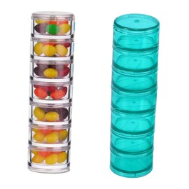 GLEAVI Tower 1 Set Weekly Pill Organizer 7 Day Pill Organizer Small Pill Box Storage Box To Rotate Cylindrical
