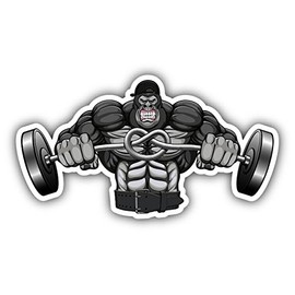 Zirni Gorilla Strong Gym Fitness Sticker Decal Design 5" X 3"