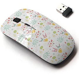 2.4G Wireless Mouse with Cute Pattern Design for All Laptops and Desktops with Nano Receiver - Easter Nursery Bunnies