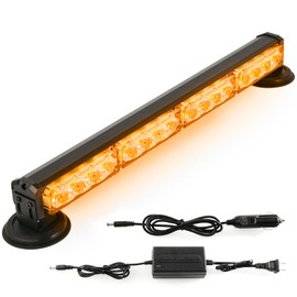 BooYu 19" LED Emergency Strobe Lights Bar Roadside Portable Mini Roof Top Plow Hazard Flash Beacon Warning Light w/Magnetic Base for Trucks/Trailer/Vehicle (Amber)