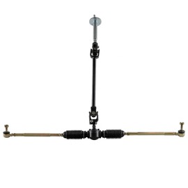 REBEKAMODS Complete Steering Wheel Assembly, Gear Rack Pinion Adjustable Shaft Set Replacement, 383mm Rack and 338mm Adjustable Shaft for Go Kart Go Cart Golf UTV Buggy