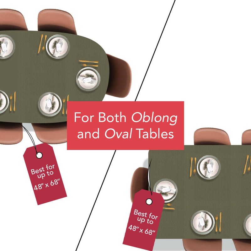 LAMINET Elastic Fitted Table Cover - Basketweave (Green) - Oblong/Oval