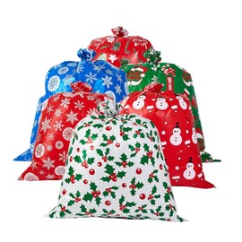 sishunhang 6PCS Large Christmas Gift Bags 44"x33" Jumbo Extra Large Gift Bags with Tag and String,Holiday Gift Wrap,Big Xmas Plastic Gifts Bags