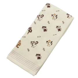 Kontex 24857 Face Towel, Made in Imabari, My Neighbor Cat, Sand Beige, 13.0 x 39.4 inches (33 x 100 cm)