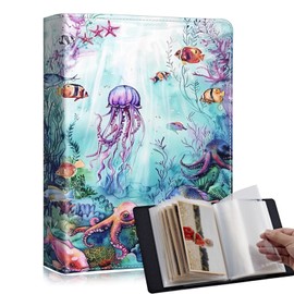RMJKXQZG Small Photo Album 4x6 60 Pockets 240 Photos with Strong Elastic Band HD Cover for Baby Photo Albums, Wedding Family Photo Album 4x6, Underwater World