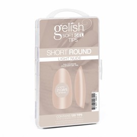 Gelish Nude Soft Gel Tips, Tips For Gel Nails, Nail Extension, Fake Nail Tips, Nail Tips Pre-shaped, Nude Acrylic Nails Gel Kit, False Nail Tip, Press on Nails (Light Nude Short Round, 120 Count)