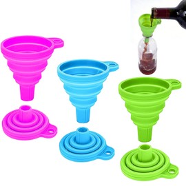 6 Piezas Embudo de Silicona, Embudos Plegables para Manejo de Líquidos, Accesorios Cocina, Para Llenar Botellas Agua y Transferencia Líquidos, Grado Alimenticio, Embudo de Cocina (6)