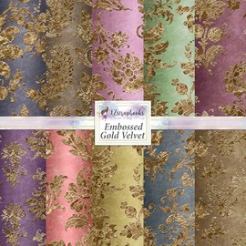 Embossed Gold Velvet Paper Pack - 8388