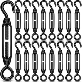 Chumia 16 Pcs M6/5/4 Turnbuckle Hook and Eye 304 Stainless Steel Heavy Duty Turnbuckle for Cables Wire Rope Tension Sun Shade Railing Sail Hardware Hanging DIY String Light Tent(M-six,Black)