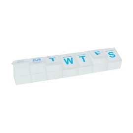 Weekly Pill Organiser Box, 7 Day Medication Dispenser, 23 x 5 x 3 cm, Clear