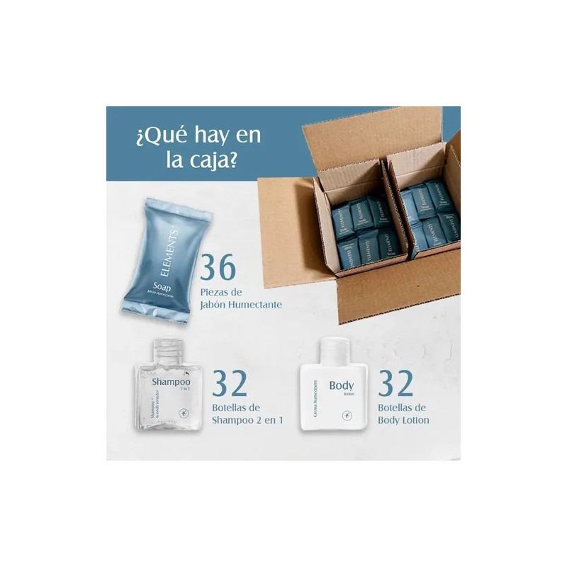Kit Shampoo Jabón Y Crema Jypesa Elements Amenidades Airbnb