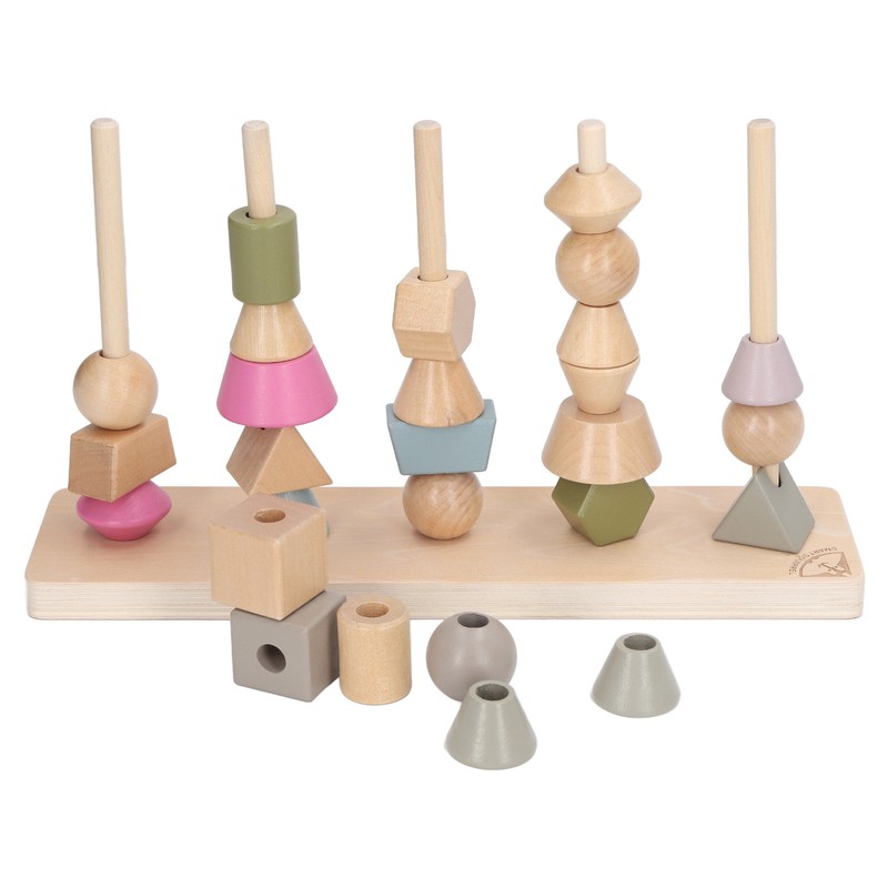 Stack Matching Set Educational Wood with 10 Cards Geometric Shape