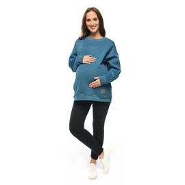MijaCulture Maternity Wear 2-in-1 Nursing Jumper & Maternity Jumper Miley M020 (DE/NL/SE/PL, Alphanumeric, XXL, Regular, Regular, Petrol Blue)