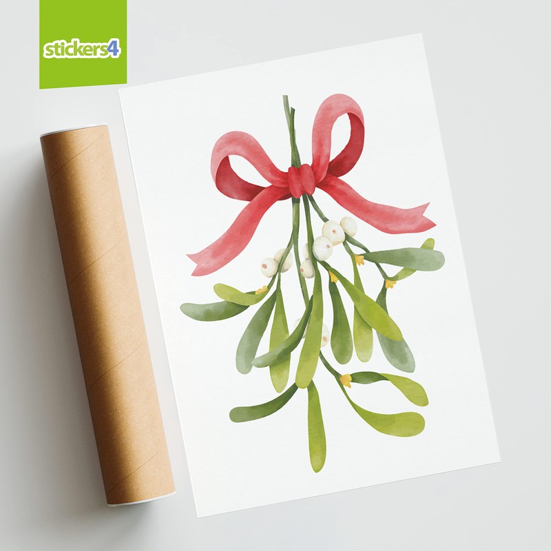 Hanging Mistletoe Sprig Christmas Window Stickers Reusable - Double Sided