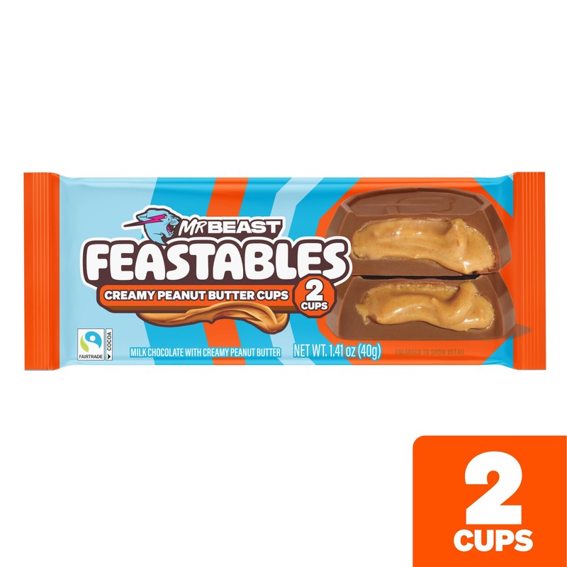 MrBeast Feastables Peanut Butter Cups, 24 Count, Milk Chocolate with