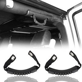 Hooke Road Windshield Pillar Grab Handle for 2007-2018 Jeep JK Wranger Unlimited 4-Door (Black,Pack of 2)