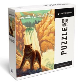 Yosemite National Park, California, Bear, Falls, Oil Painting (1000 Piece Puzzle, Challenging Jigsaw Puzzle for Adults, Made in USA)