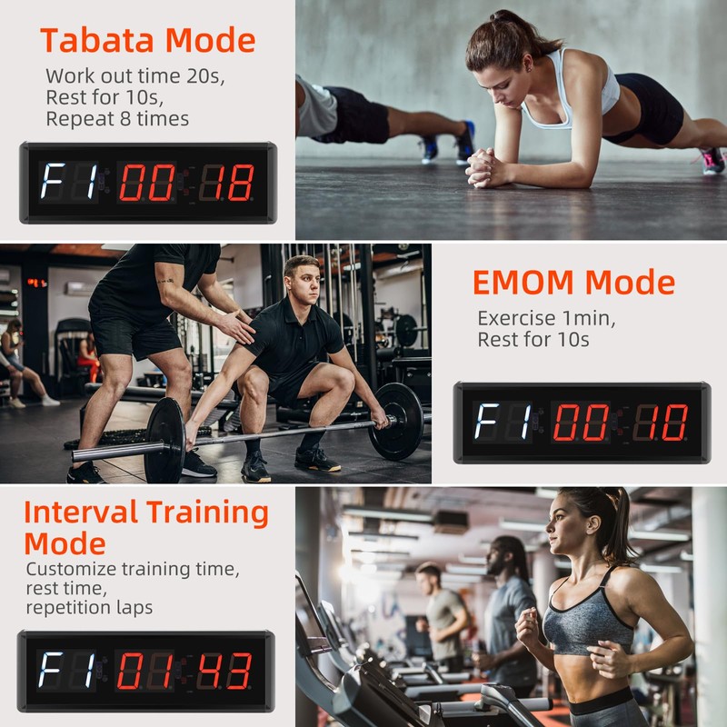 PELLOR Gym Timer, Gym Clock, Large Digital Timer Stopwatch Count