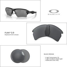 Oakley Original Flak 2.0 XL OO9188 Black Iridium REPLACEMENT Lenses + BUNDLE with Designer iWear Care Kit
