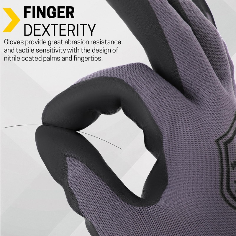 FURWEY Safety Work Gloves,16 Pairs Micro-Foam Nitrile Coated Glove for