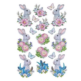 Ideen mit Herz Sticker sheet 3D relief stickers, high-quality embossed with 3D effect, DIN A4 sheet with different motifs (Easter, cute rabbits 01)