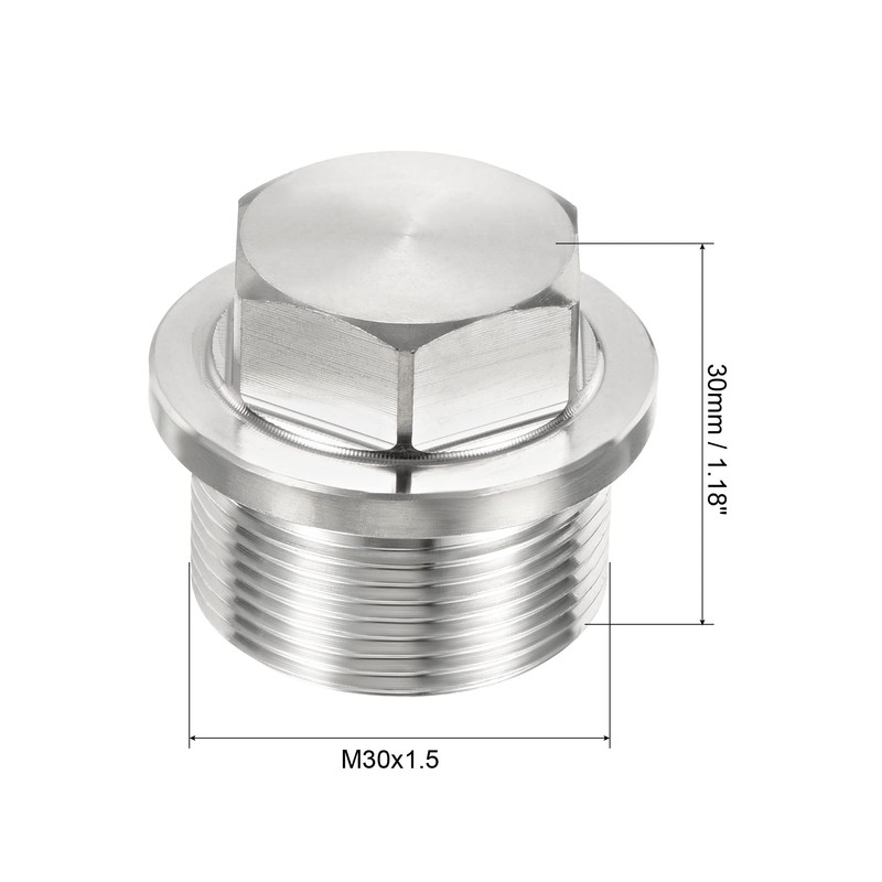 PATIKIL M30x1.5 Male Plug, 1 Pack Waterproof Dustproof 304 Stainless