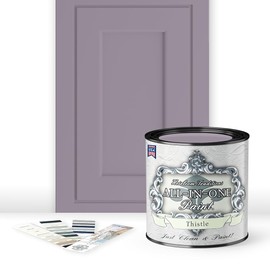 ALL-IN-ONE Paint, Durable cabinet and furniture paint. Built in primer and top coat, no sanding needed. Includes our 30 featured color card - Thistle, Quart