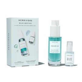 HERBIVORE Blue Besties Duo – 2-Step Treatment for Acne-Prone Skin, Aquarius Cleanser (50 mL) & Blue Wave Serum (10 mL), Plant-Based, Vegan, Cruelty-Free