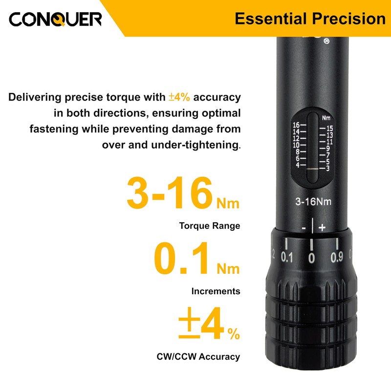 CONQUER 1/4 Inch Drive Mini Torque Wrench 3-16 Nm -
