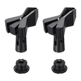 MECCANIXITY 2Pcs Microphone Clip Adjustable Mic Holder Flexible Wireless Mic Stand Adapter for Handheld Mic with 5/8" Male to 3/8" Female Screw Adapter