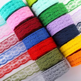 TOPZEA 30 Rolls 300 Yards Lace Ribbon, Floral Pattern Fabric Lace Ribbon for Sewing, Gift Wrapping, DIY Crafts, Wedding Decorations, Hair Bow Making, 1.77 Inch Wide, Mixed Colors