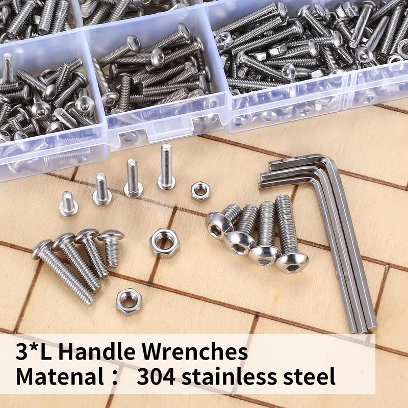 Pack of 550 M3 M4 M5 Screws Set, Allen Screws