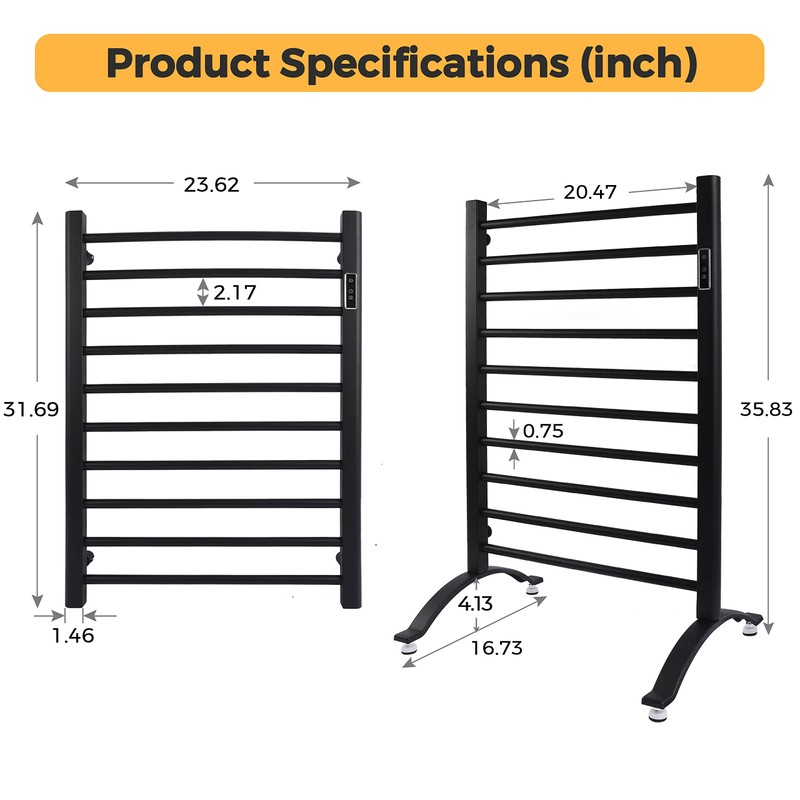 DELAVIN 10 Bars Bathroom Towel Warmer, Timer and Temperature Control,