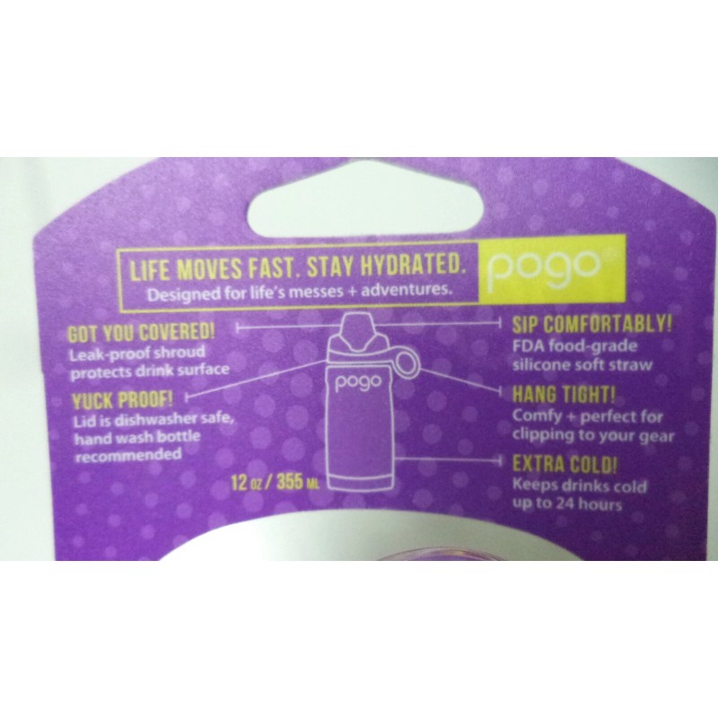 POGO 12 Oz MINT PINK Stainless Steel Vacuum Insulated WATER