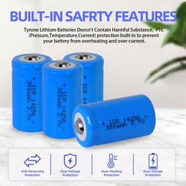 Horbupa 14250 Battery Rechargeable 4 Pack, 3.7V Lithium Battery LS14250 14250 1/2AA Batteries for Dog Collars, Security Systems, Medical Devices, Baby Monitors