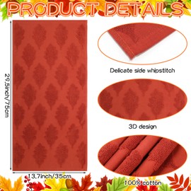 Mindsoft 2 Pcs Fall Pumpkin Thanksgiving Hand Towels 100% Cotton Maple Leaf Pumpkin Jacquard Weave Bath Towel Absorbent Dish Washcloth for Kitchen Bathroom Decor Thanksgiving Gifts, 29.5 x 13.7 Inch