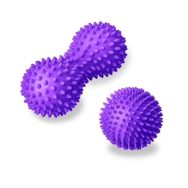 Massage Ball with Nubs, 9cm Hedgehog Massage Ball and 15cm Foot Massage Roller Massage Ball Set - Designed to Relieve Stress and Relax Tight Muscles