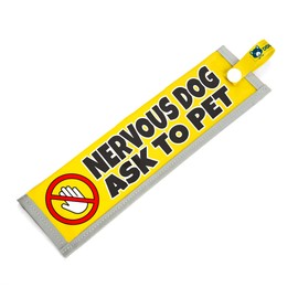 dogkit Nervous Dog Ask To Pet Sleeve for Reactive Nervous Dogs, Reflective, Waterproof, Double Sided Slip-on for the Dog Lead (Yellow - Don't Touch Sign)