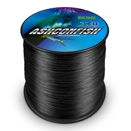 Ashconfish Braided Fishing Line- 8 Strands Rear Color Fastness Braided Lines non Fading -Abrasion Resistant - Zero Stretch-Smaller Diameter, 100M/109Yards 80LB Black